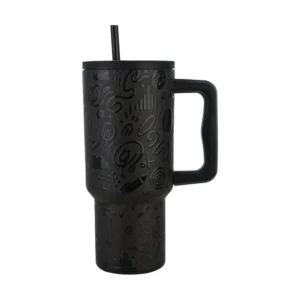 Estia Θερμός Straw Tumbler XL Save The Aegean 900ml Noir Echo