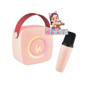 Kiddoboo KidsVoice Mini Καραόκε Μικρόφωνο και Ηχείο Pink & NikoletaTV