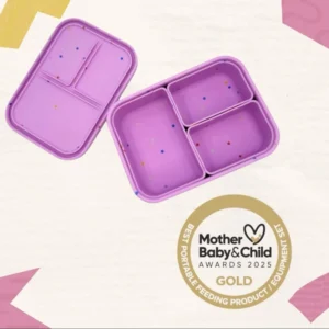 Dodos land Smart Bento Box Φαγητοδοχείο Σιλικόνης με 3 Αποσπώμενα Χωρίσματα Starlight Pink